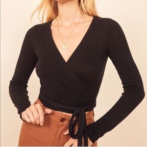 BNWT: Reformation Cashmere Black Wrap Top Sz S